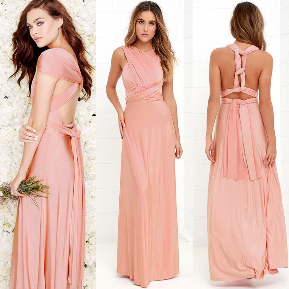 Lulu’s NWT Convertible Blush Pink Maxi Dress